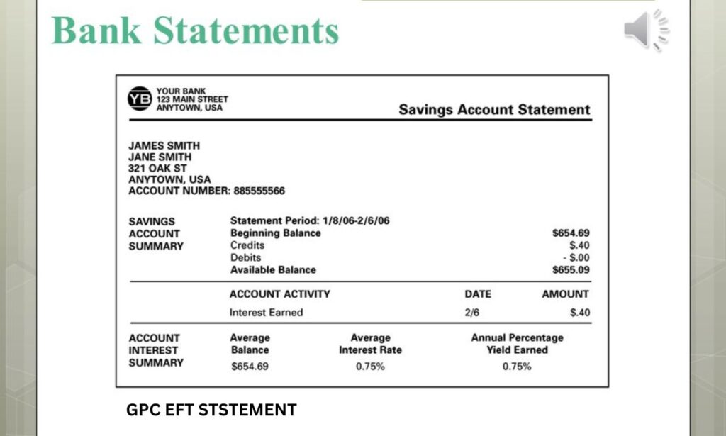 How Does GPC EFT Appear on a Bank Statement